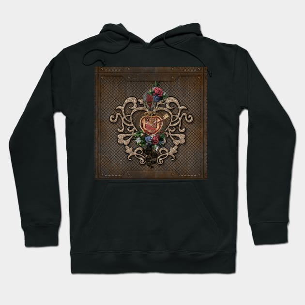 Wonderful steampunk hearts, clocks, gears and flowers Hoodie by Nicky2342